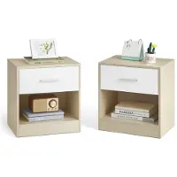 Vasagle Nachttisch, 2er Set, Beistelltisch, mit Schublade, Griff, offenes Fach