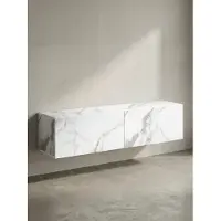 KADIMA DESIGN Lowboard Hängend Marmor-Optik Weiß 120x30x30 cm TV-Schrank, Design Fernsehtisch mit Klapptüren Modern, Fernsehschrank Wand, TV-Kommode Fernsehkommode zum Aufhängen