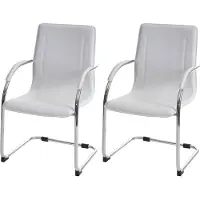 Chefgastro 2er-Set Esszimmerstuhl Sammy | HxBxT 93x56x56cm | Sitzhöhe 47cm | Stahl | Weiß | Freischwinger Küchenstuhl Lehnstuhl Stuhl