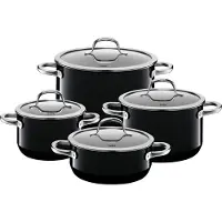 WMF Topf-Set "Silargan Passion, mit Glasdeckeln", schwarz, B:29,5cm H:32,5cm L:59,5cm Ø:24cm, Töpfe, Topf-Set, für alle Herdarten geeignet, Induktion, Made in Germany