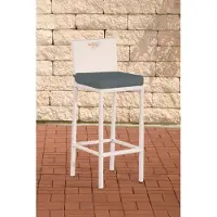 CLP Polyrattan Barhocker Mari mit Rückenlehne und Aluminium-Untergestell weiß Polsterfarbe Eisengrau