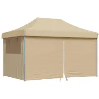 Syfax Partyzelt Faltbar Pop-Up mit 4 Seitenteilen Beige