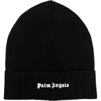 Palm Angels Schwarze Mutze mit klassischem Logo von