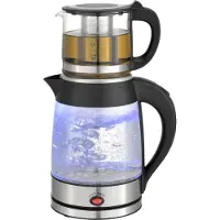 Zilan Teekocher 2200 Watt | Semaver | Caydanlink | Glas Wasserkocher | 100% BPA-Frei | Blaue LED Beleuchtung | Kalkfilter | 1,8 Liter Wasserkocher / 0,8 Liter Teekocher |