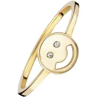 Cai Ring 925/- Sterling Silber Zirkonia weiß glänzend Gelb