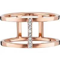 Cai Ring 925/- Sterling Silber Topas weiß rotvergoldet 0,036ct Rot