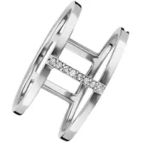 Cai Ring 925/- Sterling Silber Topas weiß rhodiniert 0,036ct Weiß