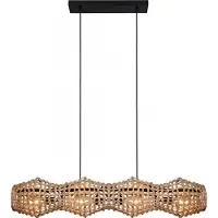 Licht-Erlebnisse Pendelleuchte Rattan Metall Schwarz E27 4-flammig 107 cm Hängelampe Esszimmer