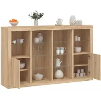 vidaXL Sideboards mit LED-Leuchten 3 Stk. Sonoma-Eiche Holzwerkstoff