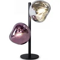 Licht-Erlebnisse Tischlampe Glas Weiß Lila E14 2-flammig 40 cm Nachttischleuchte Schlafzimmer