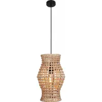 Licht-Erlebnisse Hängelampe Boho Rattan Geflecht Schwarz E27 Ø30 cm Pendelleuchte Esstisch