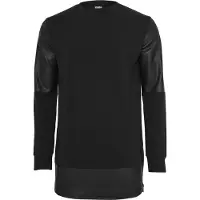 Urban Classics Rundhalspullover "Herren Long Zipped Synthetic Leather Crewneck" 1 Stk.