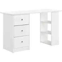 En.casa [] Schreibtisch Weiß 120x49x72cm mit 3 Ablageflächen und Schubladen Bürotisch Computertisch PC Tisch