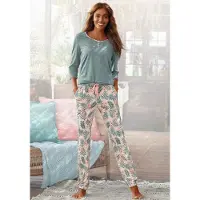 LASCANA Pyjama Set, 2 tlg. mit gemusterter Hose
