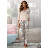 LASCANA Pyjama Set, 2 tlg. mit gemusterter Hose