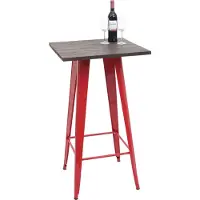 Mendler Stehtisch MCW-A73 inkl. Holz-Tischplatte, Bistrotisch Bartisch, Metall Industriedesign MVG 107x60x60cm rot
