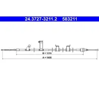 Ate Seilzug Feststellbremse 24.3727-3211.2 für Kia Hyundai Rio II Accent III