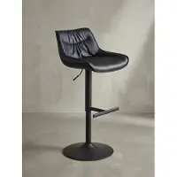 KADIMA DESIGN Barhocker Kunstleder Schwarz Hocker mit Lehne 86 - 106 cm, Küchenhocker Höhenverstellbar Modern 100 kg, Design Barstuhl Tresenhocker mit Metall-Trompetenfuß, Bistrohocker Gepolstert