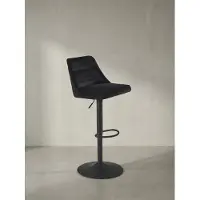 KADIMA DESIGN Barhocker Samt Schwarz Hocker mit Lehne 86 - 106 cm, Küchenhocker Höhenverstellbar Modern 100 kg, Design Barstuhl Tresenhocker mit Metall-Trompetenfuß, Bistrohocker Gepolstert
