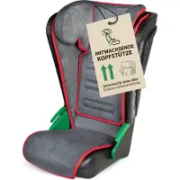 Walser, Robert Auto Kindersitz Noemi, extra schmaler Reisekindersitz (3-8 Jahre) 100-135 cm, klappbare Sitzerhöhung Auto Kinder, ECE R129 Sitzerhöhung waschbar, Autositz Größe 57x46x22 cm Schwarz/Rot