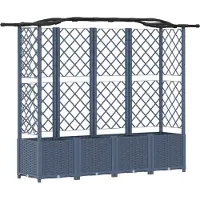 Syfax Hochbeet mit Rankgitter und Dach Grau 204 x 40 x 138 cm PP