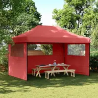 Prolenta Maison Exclusive - Partyzelt Faltbar Pop-Up mit 3 Seitenteilen Burgunderrot