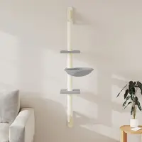 vidaXL Möbel Kratzbaum mit Kratzsäule Wandmontage Hellgrau 142,5 cm - Kratzbäume 172396