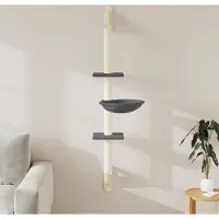 vidaXL Möbel Kratzbaum mit Kratzsäule Wandmontage Dunkelgrau 142,5 cm - Kratzbäume 172397