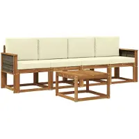vidaXL Outdoor-Sofagarnitur 4 stk. Natur und Creme