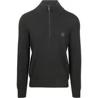 BOSS Rollkragenpullover "Kanobix Half Zip Cotton Cashmere" Regular fit, Stehkragen mit Reißverschluss, Ton-in-Ton Logo