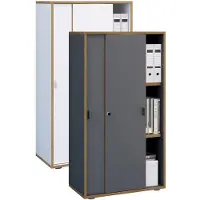 VCM Aktenschrank "Büroschrank Aktenschrank Schiebetüren Salia 3fach", weiß, B:60cm T:37cm, Obermaterial: 100% Holz Wood., Schränke, Aktenschrank
