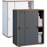 VCM Büroschrank mit 2 Fächern moderner Aktenschrank mit Schiebetüren Maße H. 74 x B. 60 x T. 37 cm – Salia 2-Fach
