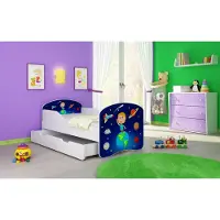 ACMA I Jugendbett Kinderbett Junior-Bett Komplett-Set mit Matratze Lattenrost Weiß 22 Kosmos 180x80 + Bettkasten