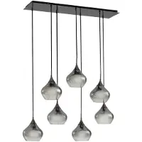 LUCANDE Hängeleuchte Jarven, 7-flammig, schwarz, Glas
