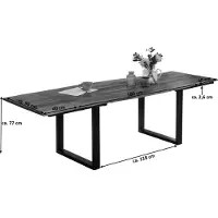 Casa Massiva Baumkantentisch 180 (280) x 90 cm Adina, Akazienholz nussbaumfarben & massiv, Esszimmertisch mit 2 Ansteckplatten, Mattschwarzes U-Metallgestell, Platte 26mm