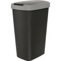 Prosperplast Abfallbehälter 45l mit Deckel KEDEN COMPACTA Q schwarz mit hellgrauem Rand