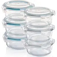 OEM Runde, luftdichte Behälter, 6er-Set, 620 ml, Klickverschluss, Ofen, Mikrowelle, Gefrierer geeignet, Mehrzweck