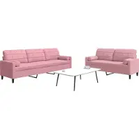 vidaXL 2-tlg. Sofagarnitur mit Kissen und Nackenrollen Rosa Samt