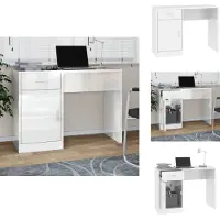 vidaXL Schreibtisch mit Stauraum Hochglanz-Weiß 100x40x73 cm