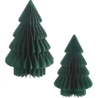 Spetebo 3.07 Tannenbaum Honeycomb zum hinstellen - 2er Set / 30 cm und 20 cm - Deko Tanne aus Papier - Farbe: GRÜN