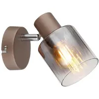 Globo Lighting Wandleuchte, kaffeefarben matt, Glas rauchfarben, H 12,5 cm