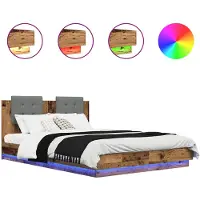 vidaXL Bettgestell mit Kopfteil Altholz 140 x 200 cm Holzwerkstoff