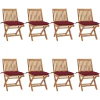 vidaXL Klappbare Gartenstühle mit Kissen 8 Stk. Massivholz Teak