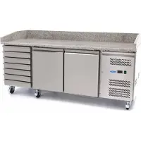 Maxima - Gastro Pizzakühltisch - 202 cm - 2 Türen - Passt 5 x 1/6 GN - 7 Schubladen