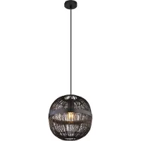 Globo Lighting Hängeleuchte Metall schwarz matt, Metallgeflecht schwarz matt, Höhe kürzbar, ø: 300mm, H: 1200mm, exkl. 1x E27 60W 230V