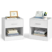 Vasagle Nachttisch, 2er Set, Beistelltisch, mit Schublade, Griff, offenes Fach
