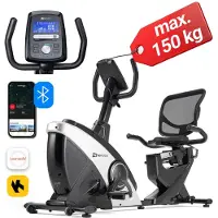 Hop-Sport HOP SPORT Liegeergometer für Zuhause mit 16 verstellbaren Widerstandsstufen, Leise Liegerad Heimtrainer mit Smart Bluetooth APP, Großer Bequemer Sitz
