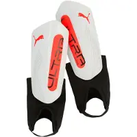 Puma ULTRA Light Football Ankle Shinguards, Erwachsene, Unisex, L, EVA (Äthylen-Vinylazetat), Polyester, Polypropylen, Schwarz, Rot, Weiß