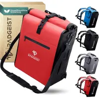 RADGEIST 3in1 Fahrradtasche - Für Gepäckträger - Rucksack - Tragetasche - Umhängetasche - Mit Laptopfach - Wasserdicht - 25L - Rot