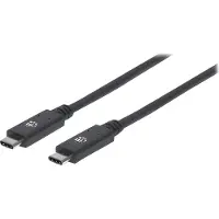 Manhattan SuperSpeed+ USB-C Anschlusskabel, USB 3.1 Gen2, Typ C-Stecker auf Typ C-Stecker, 10 Gbit/s, 5 A, 1 m, schwarz, 1 m, USB C, USB C, USB 3.2 Gen 2 (3.1 Gen 2), 10 Gbit/s, Schwarz